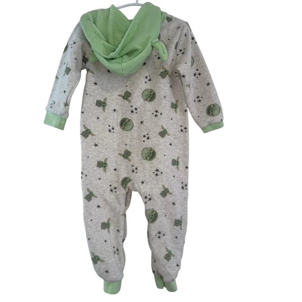 Star Wars Grogu Baby Yoda Toddler One Piece Hooded‎ Pajama Size 24M